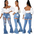 Raw-edged Ripped Flared Jeans - ROUTINE FASHION